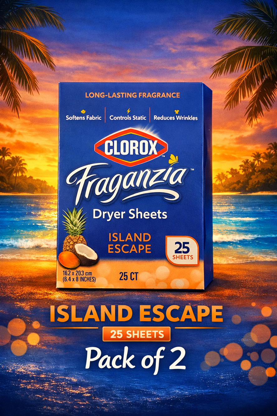 Clorox Fraganzia Dryer Sheets Island Escape (2 Pack, 50 Sheets Total